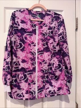 GT Performance. Women’s Pink & Purple Printed Zip Scrub long sleeve Jacket